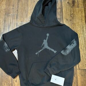 Jordan Black Hoodie with Gray Jumpman and Sleeve Graphic
